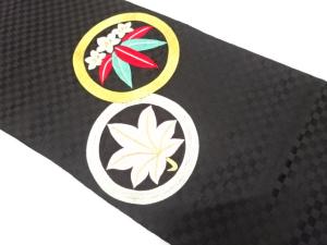 アンティーク　丸に笹竜胆・楓模様刺繍名古屋帯（着用可）